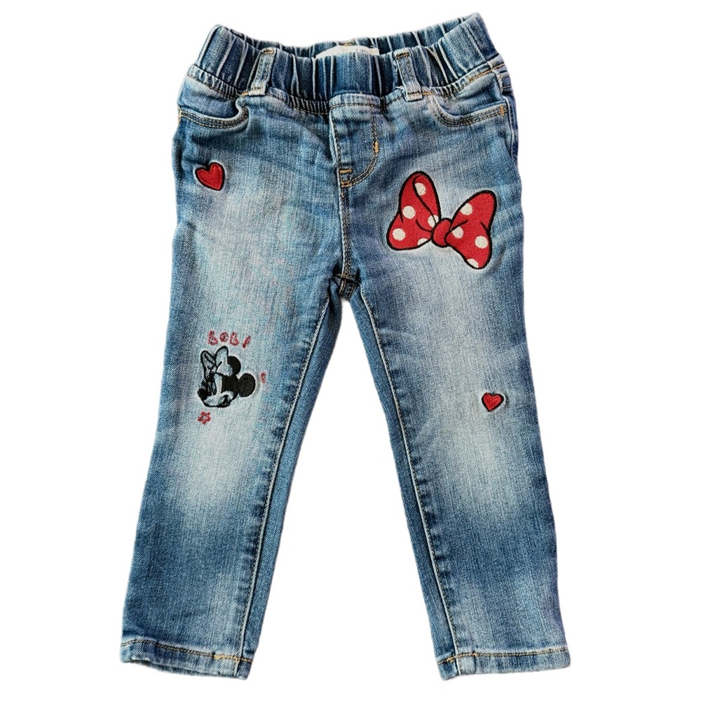 🌼 Disney Gap Toddler Jeans with Red and Black Embroidery